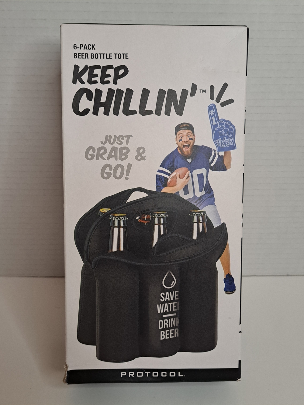 Six Pack Beer Bottle Tote Neoprene Cooler "Keep Chillin" by Protocol, New in Box